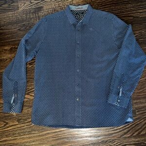 Ted Baker London men’s navy dot pattern button down dress shirt xxl sz 6